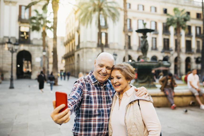 Couple taking a photo on vacation