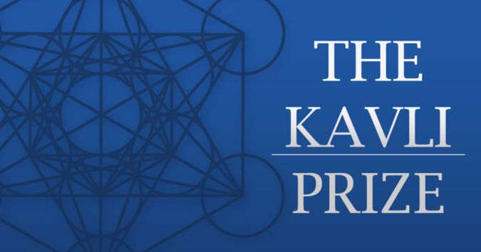 kavliPrizeFB The kavi prize logo on a blue background