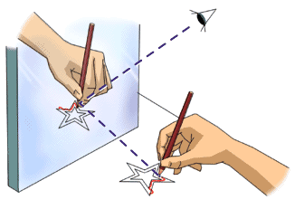 A person is drawing a star with a pencil