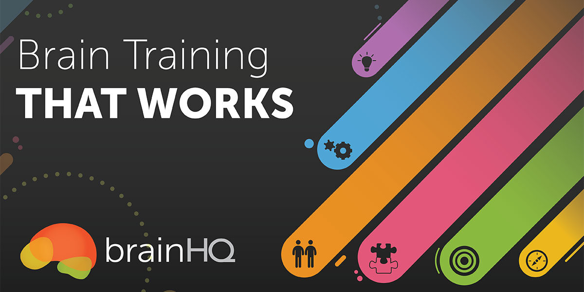 A black background with colorful text that says brain training that works