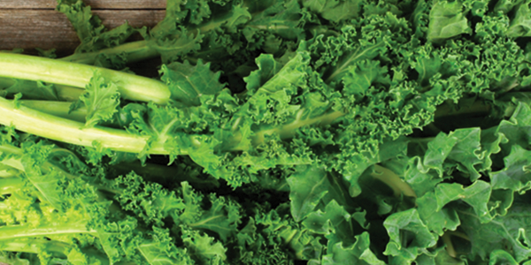 gkale A bunch of green leafy vegetables on a wooden surface