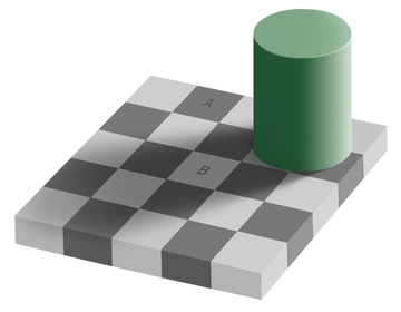 A 3d image of a checkered surface with a green cylinder