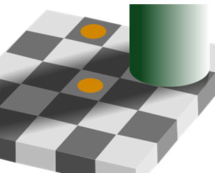 A 3d image of a checkered surface with a green cylinder