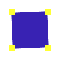 A blue square with yellow squares around it