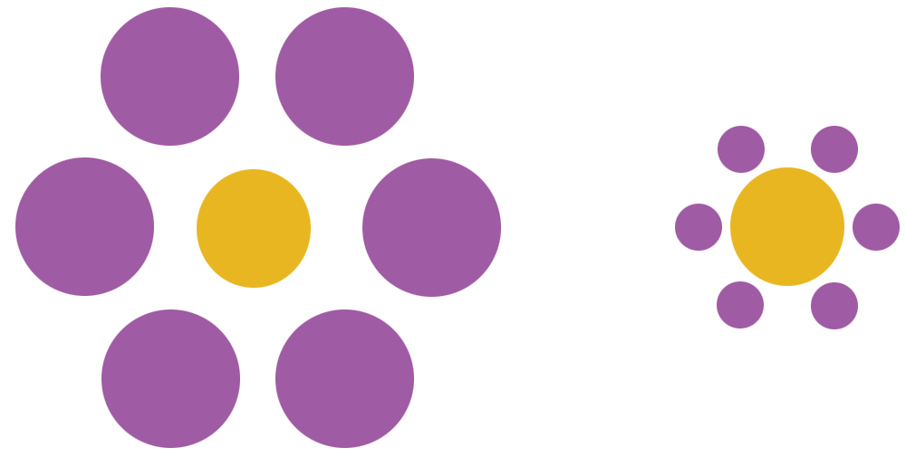 A purple and yellow pattern of circles